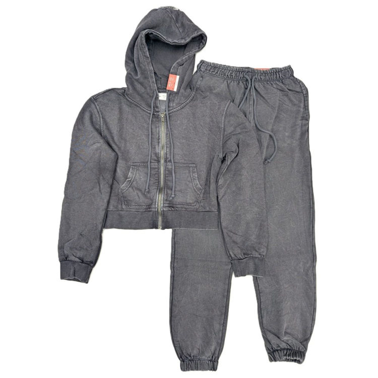 Picture of LFX821 GIRLS/LADIES  WASHED ZIP UP HOODIE AND JOGGERS SET